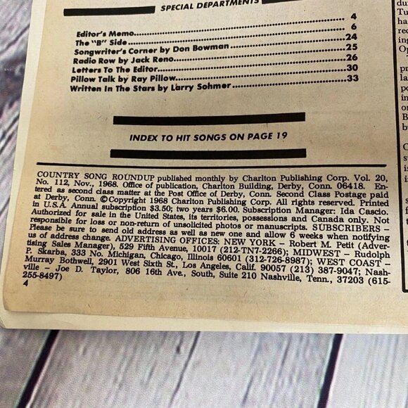 Vintage Country Song Round Up Magazine Nov 1968 - Dell Reeves Marty Robbins - Picture 5 of 6